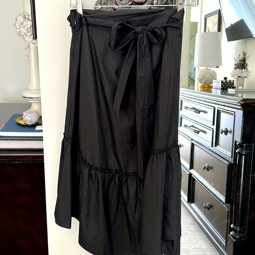 Black ruffle midi skirt